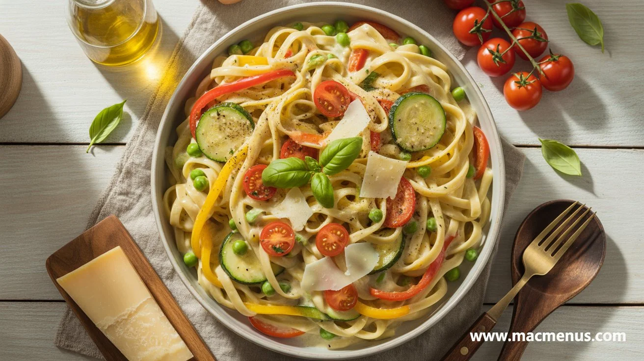 Easy Creamy Pasta Primavera With Garden-Fresh Vegetables